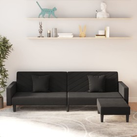 2-seater sofa bed with footrest and 2 black velvet cushions by vidaXL, Sofas - Ref: Foro24-3081849, Price: 320,15 €, Discount: %