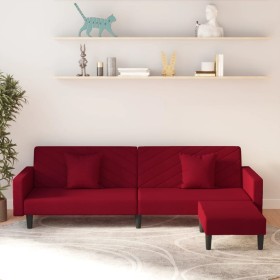 2-seater sofa bed with footrest and 2 red velvet cushions by vidaXL, Sofas - Ref: Foro24-3081848, Price: 285,44 €, Discount: %