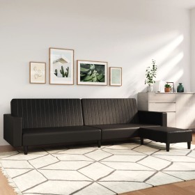 2-seater sofa bed with footrest black synthetic leather by vidaXL, Sofas - Ref: Foro24-3081882, Price: 317,99 €, Discount: %