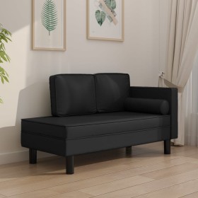 Diwansofa mit Kissen und Kopfkissen aus schwarzem Kunstleder von vidaXL, Sofas - Ref: Foro24-340695, Preis: 168,46 €, Rabatt: %