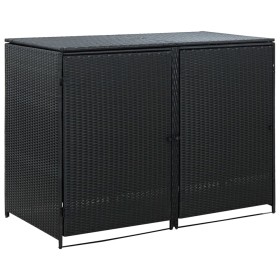 Cobertizo doble contenedor basura ratán negro 148x80x111cm de vidaXL, Cobertizos - Ref: Foro24-43887, Precio: 236,88 €, Descu...