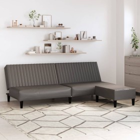 Sofá cama de 2 plazas con reposapiés cuero sintético gris de vidaXL, Sofás - Ref: Foro24-3081878, Precio: 248,99 €, Descuento: %