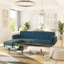 2-seater sofa bed with footrest and two blue velvet cushions by vidaXL, Sofas - Ref: Foro24-3081796, Price: 382,99 €, Discoun...