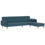 2-seater sofa bed with footrest and two blue velvet cushions by vidaXL, Sofas - Ref: Foro24-3081796, Price: 382,99 €, Discoun...