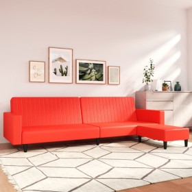 Sofá cama de 2 plazas con reposapiés cuero sintético rojo de vidaXL, Sofás - Ref: Foro24-3081887, Precio: 261,99 €, Descuento: %