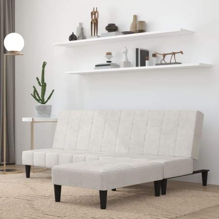 2-seater sofa bed with light gray microfiber fabric stool by vidaXL, Sofas - Ref: Foro24-3121284, Price: 255,99 €, Discount: %