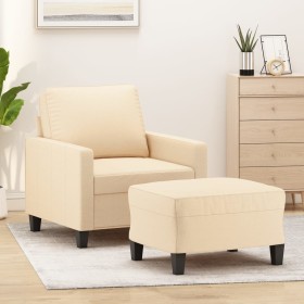 Sillón con taburete tela crema 60 cm de vidaXL, Sofás - Ref: Foro24-3153361, Precio: 205,99 €, Descuento: %