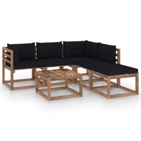 6-piece pallet garden furniture with impregnated wood cushions by vidaXL, Garden sets - Ref: Foro24-3067447, Price: 358,40 €,...