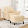 Sillón con taburete tela crema 60 cm de vidaXL, Sofás - Ref: Foro24-3153645, Precio: 177,74 €, Descuento: %