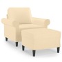 Sillón con taburete tela crema 60 cm de vidaXL, Sofás - Ref: Foro24-3153645, Precio: 177,74 €, Descuento: %