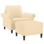 Sillón con taburete tela crema 60 cm de vidaXL, Sofás - Ref: Foro24-3153645, Precio: 177,74 €, Descuento: %