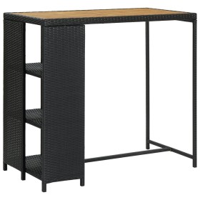 Bartisch-Aufbewahrungsregal 120 x 60 x 110 cm, schwarzes synthetisches Rattan von vidaXL, Küchen- und Esstische - Ref: Foro24...