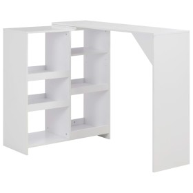 Mesa de bar con estantería móvil blanca 138x39x110 cm de vidaXL, Mesas de cocina y de comedor - Ref: Foro24-280222, Precio: 1...