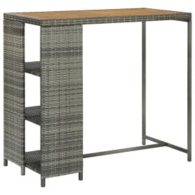 Bar table with storage shelf 120x60x110 cm synthetic rattan gray by vidaXL, Kitchen and dining tables - Ref: Foro24-313479, P...