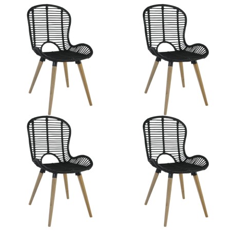 Dining chairs 4 units of black natural rattan by vidaXL, dining chairs - Ref: Foro24-246808, Price: 338,11 €, Discount: %