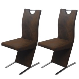 Sillas de comedor 2 unidades tela marrón de vidaXL, Sillas de comedor - Ref: Foro24-242762, Precio: 196,99 €, Descuento: %