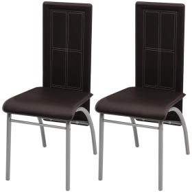 Sillas de comedor 2 unidades cuero sintético marrón de vidaXL, Sillas de comedor - Ref: Foro24-242922, Precio: 97,99 €, Descu...