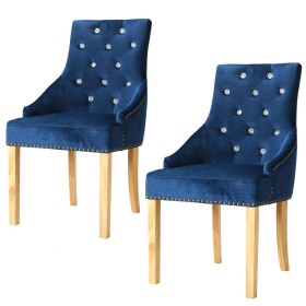 Dining chairs 2 pcs solid oak and blue velvet by vidaXL, dining chairs - Ref: Foro24-245513, Price: 213,46 €, Discount: %