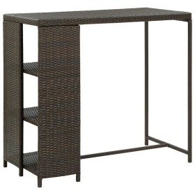 Bartisch-Aufbewahrungsregal 120 x 60 x 110 cm, braunes synthetisches Rattan von vidaXL, Küchen- und Esstische - Ref: Foro24-3...