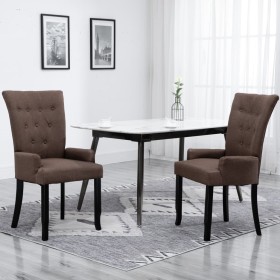 Brown Fabric Dining Chair with Armrests by vidaXL, dining chairs - Ref: Foro24-248462, Price: 138,99 €, Discount: %