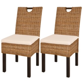 Sillas de comedor 2 unidades ratán kubu y madera de mango de vidaXL, Sillas de comedor - Ref: Foro24-243639, Precio: 262,99 €...