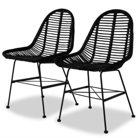 Dining chairs 2 units black natural rattan by vidaXL, dining chairs - Ref: Foro24-244571, Price: 185,61 €, Discount: %