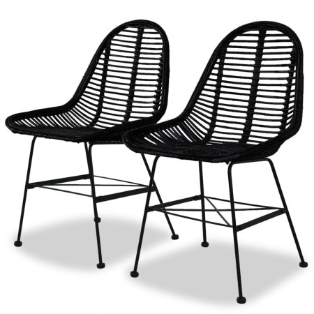 Dining chairs 2 units black natural rattan by vidaXL, dining chairs - Ref: Foro24-244571, Price: 186,33 €, Discount: %