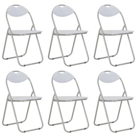 Folding dining chairs 6 units white synthetic leather by vidaXL, dining chairs - Ref: Foro24-284409, Price: 140,99 €, Discoun...