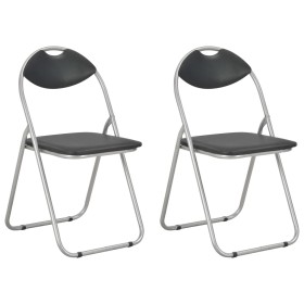 Folding dining chairs 2 units black synthetic leather by vidaXL, dining chairs - Ref: Foro24-284407, Price: 56,99 €, Discount: %