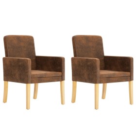 Dining chairs 2 units brown artificial suede leather by vidaXL, dining chairs - Ref: Foro24-280275, Price: 223,99 €, Discount: %