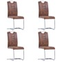 Cantilever dining chairs 4 units artificial suede leather brown by vidaXL, dining chairs - Ref: Foro24-281784, Price: 317,42 ...