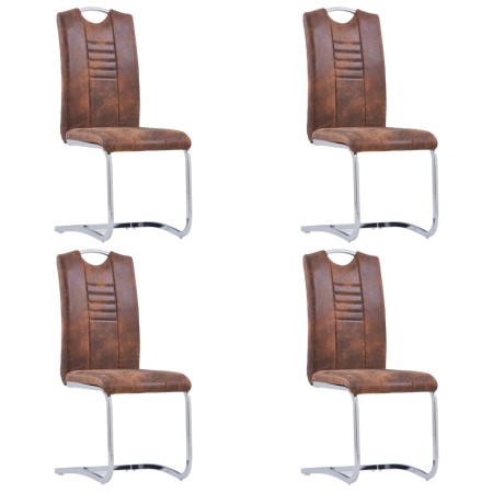 Cantilever dining chairs 4 units artificial suede leather brown by vidaXL, dining chairs - Ref: Foro24-281784, Price: 304,74 ...