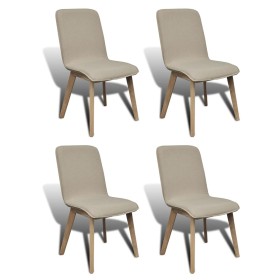 Sillas de comedor 4 uds tela beige y madera maciza de roble de vidaXL, Sillas de comedor - Ref: Foro24-241152, Precio: 382,99...