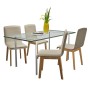 Sillas de comedor 4 uds tela beige y madera maciza de roble de vidaXL, Sillas de comedor - Ref: Foro24-241152, Precio: 381,90...