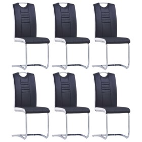 6 black synthetic leather cantilever dining chairs by vidaXL, dining chairs - Ref: Foro24-278832, Price: 436,80 €, Discount: %