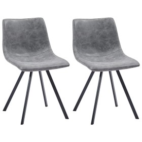 Sillas de comedor 2 unidades cuero sintético gris de vidaXL, Sillas de comedor - Ref: Foro24-281479, Precio: 156,99 €, Descue...