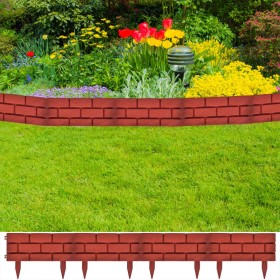 Brick-colored grass separator fence 11 pieces by vidaXL, Garden edging and edging - Ref: Foro24-141257, Price: 37,62 €, Disco...