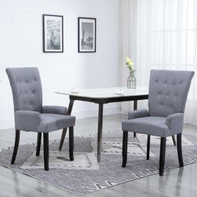 Silla de comedor con reposabrazos de tela gris claro de vidaXL, Sillas de comedor - Ref: Foro24-248460, Precio: 138,99 €, Des...