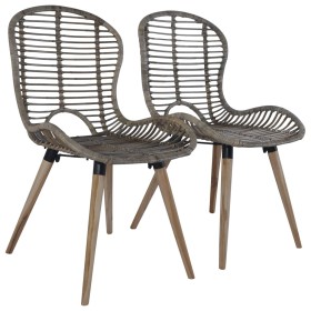 Dining chairs 2 units brown natural rattan by vidaXL, dining chairs - Ref: Foro24-246853, Price: 183,99 €, Discount: %