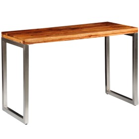 Dining table with steel legs and solid sheesham wood by vidaXL, Kitchen and dining tables - Ref: Foro24-242126, Price: 140,34...