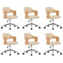 Swivel dining chairs 6 pcs curved wood cream leather by vidaXL, dining chairs - Ref: Foro24-3054934, Price: 883,99 €, Discoun...