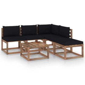 6-piece pallet garden furniture with impregnated wood cushions by vidaXL, Garden sets - Ref: Foro24-3067435, Price: 390,29 €,...