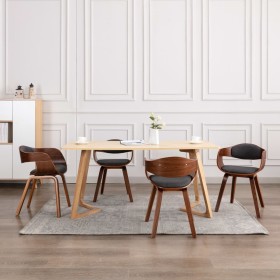 Dining chairs 6 units curved wood and gray fabric by vidaXL, dining chairs - Ref: Foro24-3054821, Price: 812,89 €, Discount: %