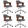 Swivel dining chairs 4 pcs curved wood and gray fabric by vidaXL, dining chairs - Ref: Foro24-3054939, Price: 507,05 €, Disco...