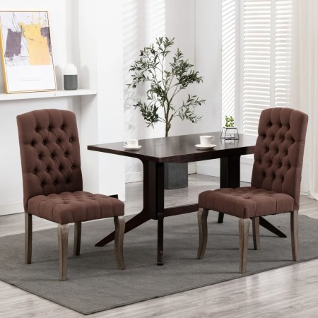 Dining chairs 2 pcs brown linen effect fabric by vidaXL, dining chairs - Ref: Foro24-287947, Price: 254,12 €, Discount: %