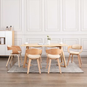 Dining chairs, 6 units, curved wood and synthetic leather by vidaXL, dining chairs - Ref: Foro24-3054817, Price: 860,36 €, Di...