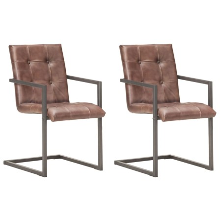 Cantilever dining chairs 2 units real worn brown leather by vidaXL, dining chairs - Ref: Foro24-321849, Price: 289,75 €, Disc...