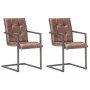 Cantilever dining chairs 2 units real worn brown leather by vidaXL, dining chairs - Ref: Foro24-321849, Price: 289,75 €, Disc...