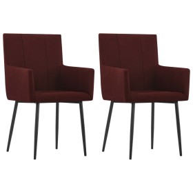 Sillas de comedor con reposabrazos 2 unidades tela rojo vino de vidaXL, Sillas de comedor - Ref: Foro24-281848, Precio: 146,9...