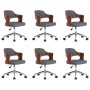 Swivel dining chairs 6 pcs curved wood and gray fabric by vidaXL, dining chairs - Ref: Foro24-3054940, Price: 758,39 €, Disco...